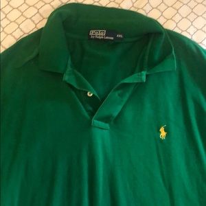 Green with yellow polo logo shirt